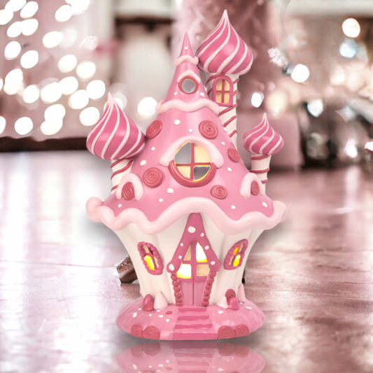 10in LED Pink Candy Castle