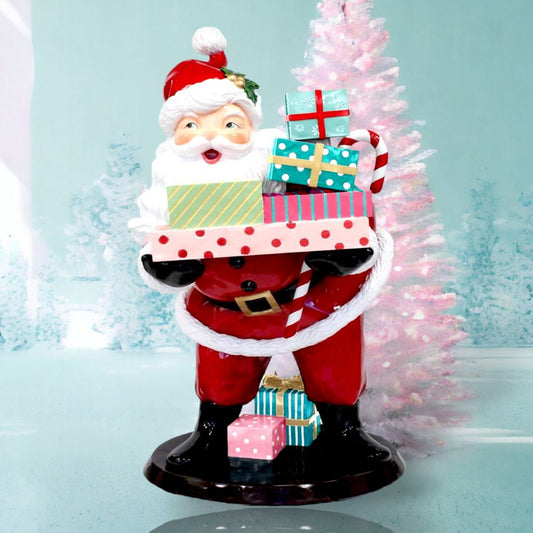 6 Ft Retro Santa w/Gifts Display