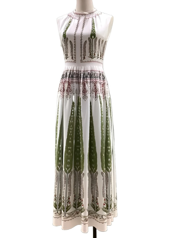 Garden Print Sleeveless Maxi Dress