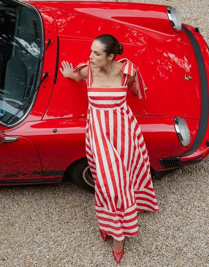 Red Watercolor Stripes Sundress