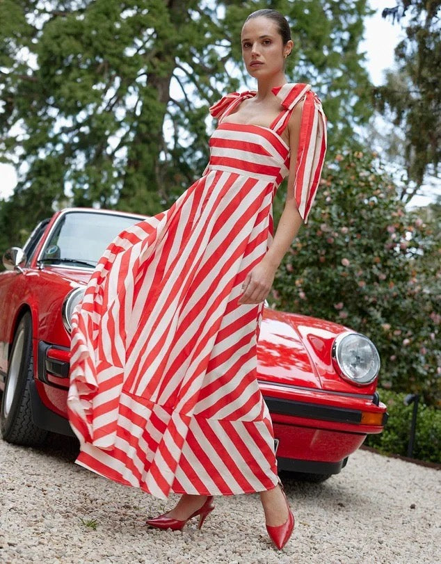 Red Watercolor Stripes Sundress