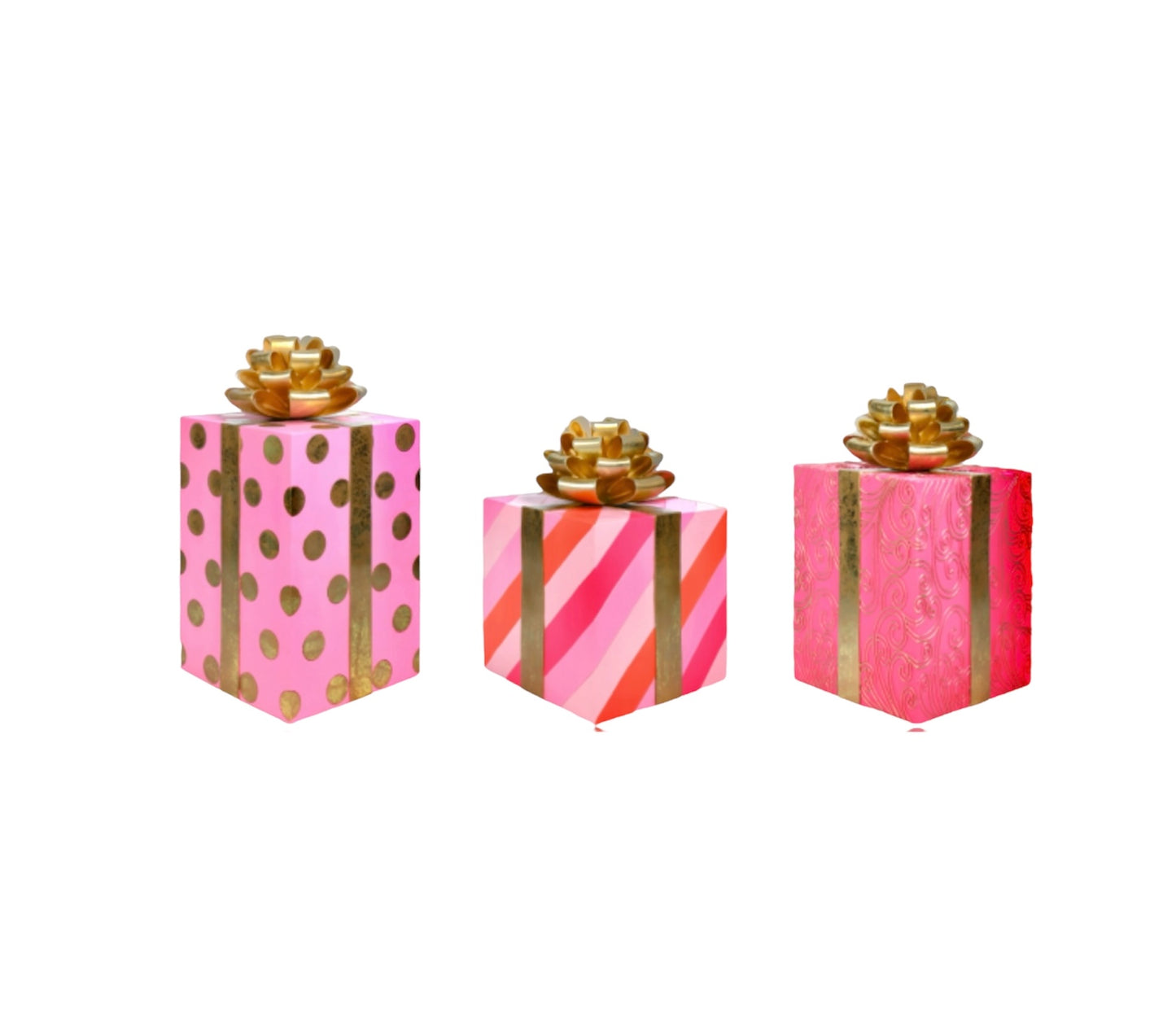 Set of 3 Pink / Gold / Orange Gift Boxes Display