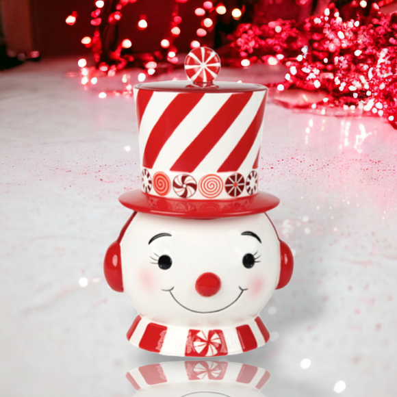 Peppermint Snowman Cookie Jar