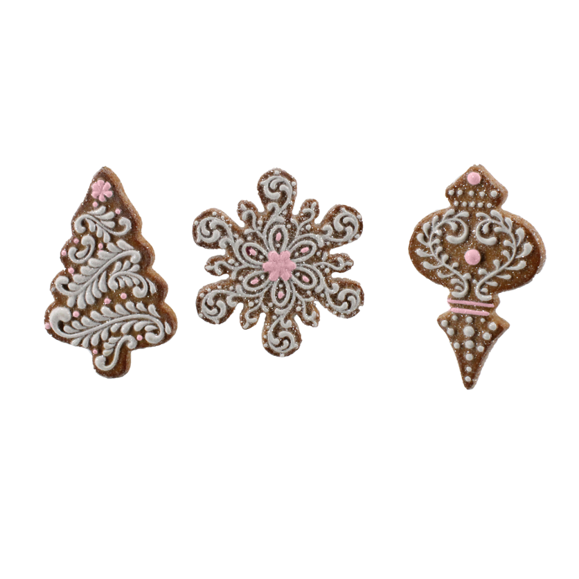 Set of 6 Gingerbread Decorated Cookie Ornaments