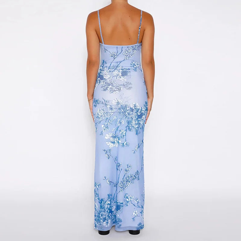 Floral Slip Dress Blue