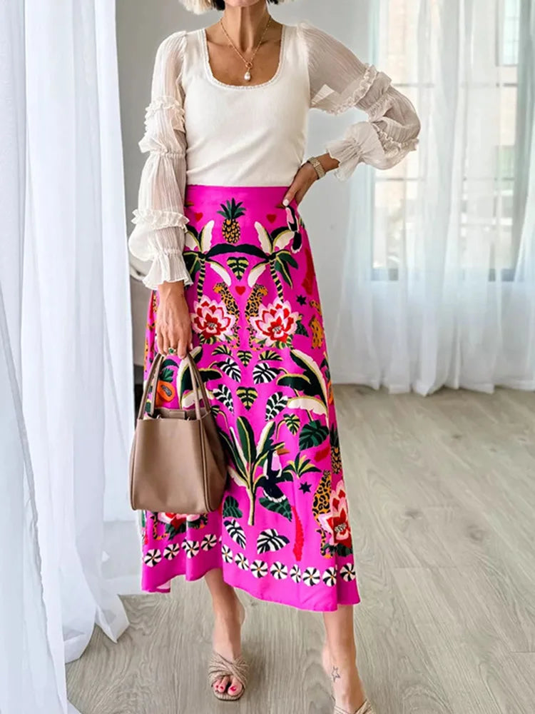 Magenta Floral Skirt