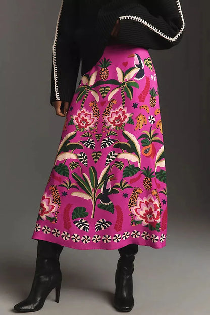 Magenta Floral Skirt
