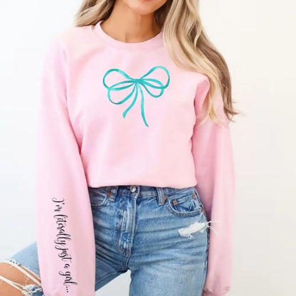 Coquette Bow Just A Girl Sweatshirt