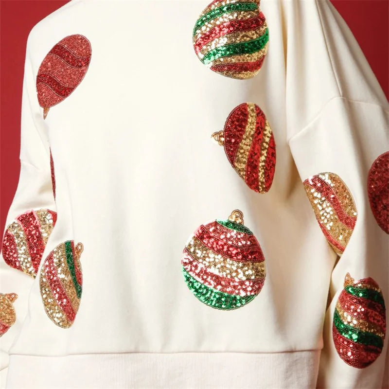 Glitter Sequin Ornament Sweatshirt