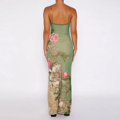 Floral Slip Dress Green