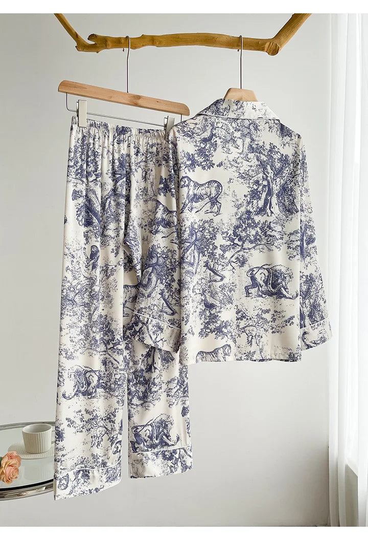 Toile Silk Pajamas
