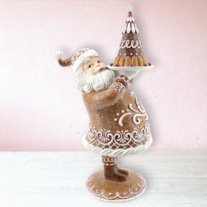 Gingerbread Santa Holding Dessert