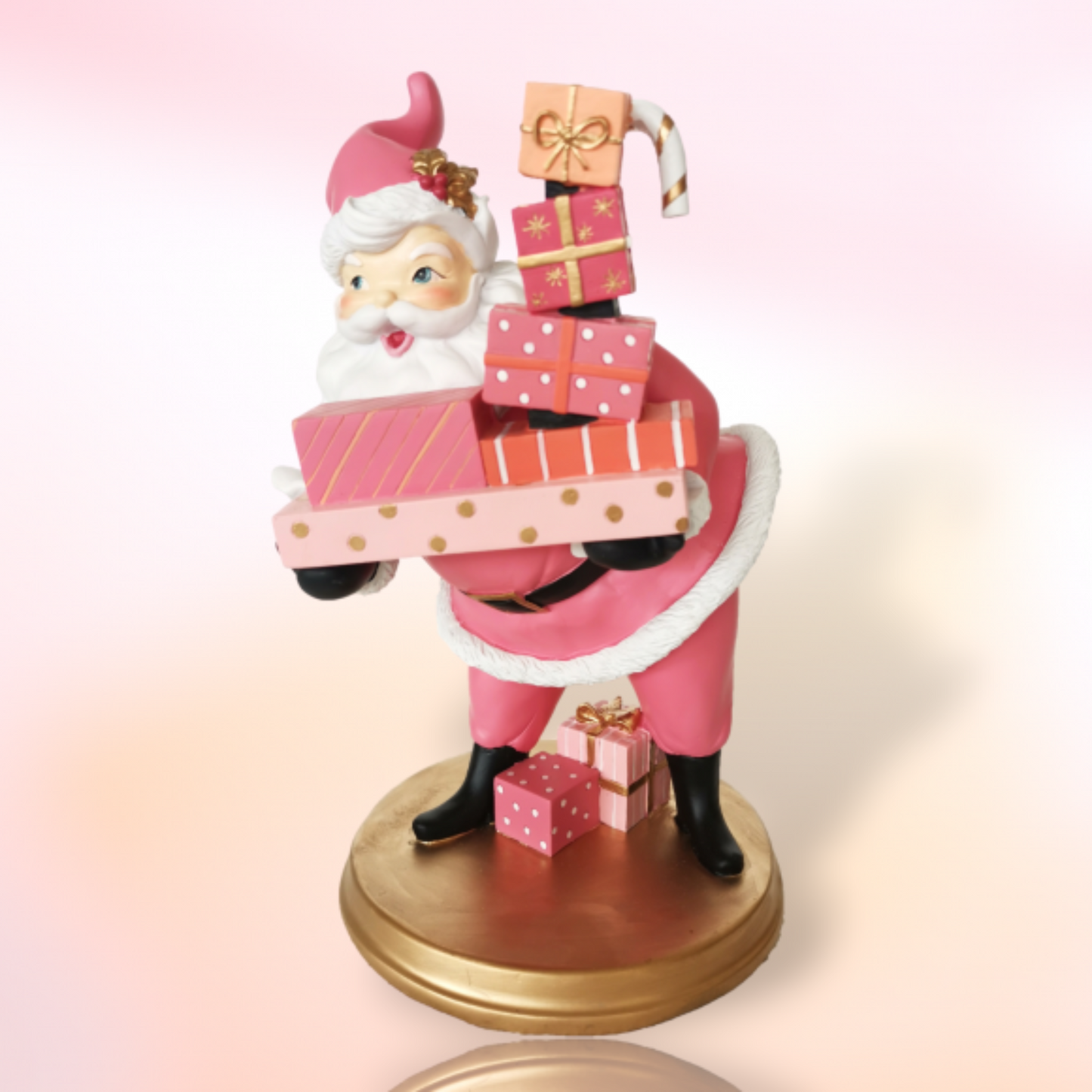 Retro Pink Santa w/Gifts