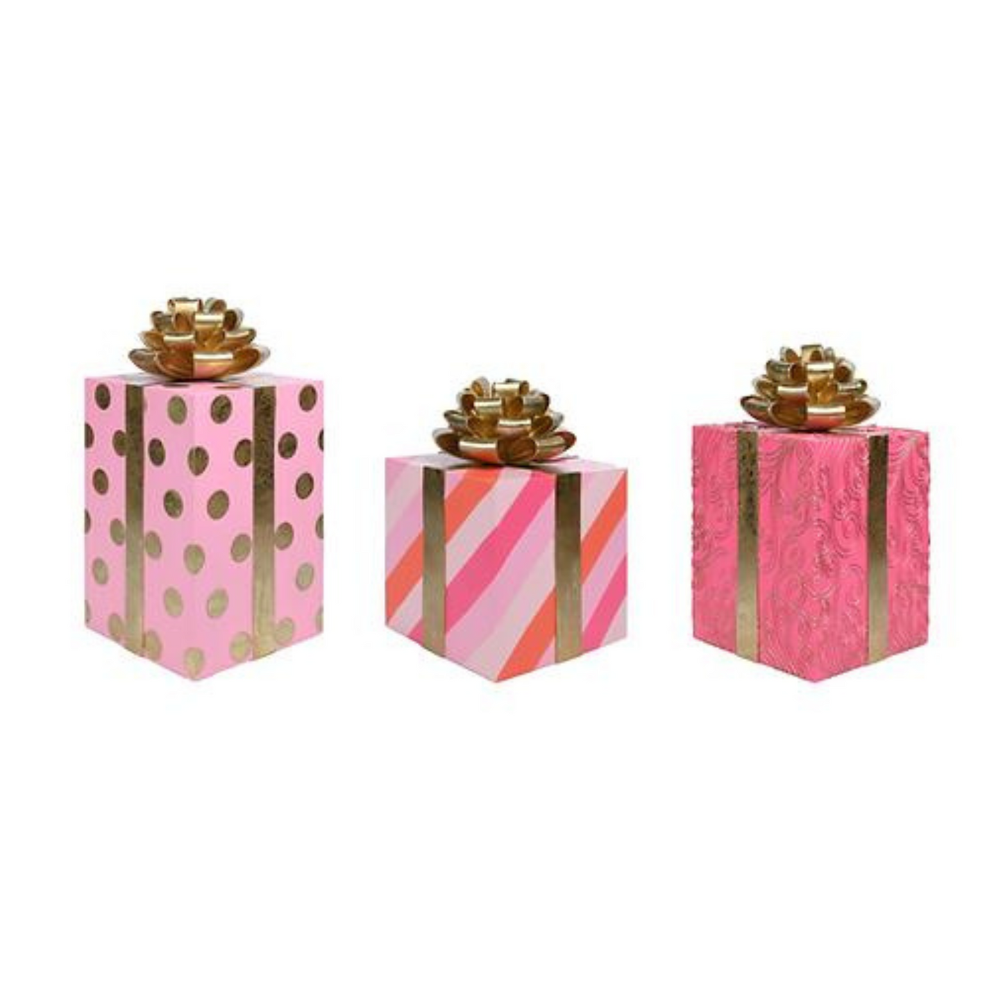 Set of 3 Pink / Gold / Orange Gift Boxes Display