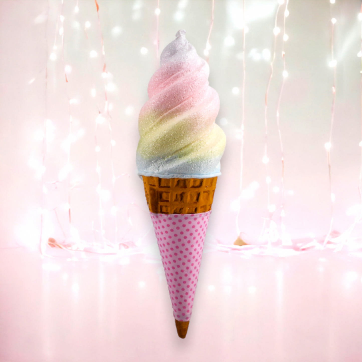 Ice Cream Cone Rainbow Swirl w/Pink Sleeve