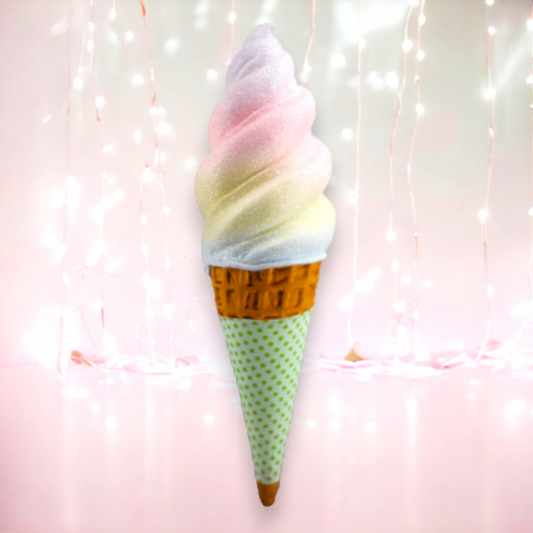 Ice Cream Cone Rainbow Swirl w /Green Sleeve
