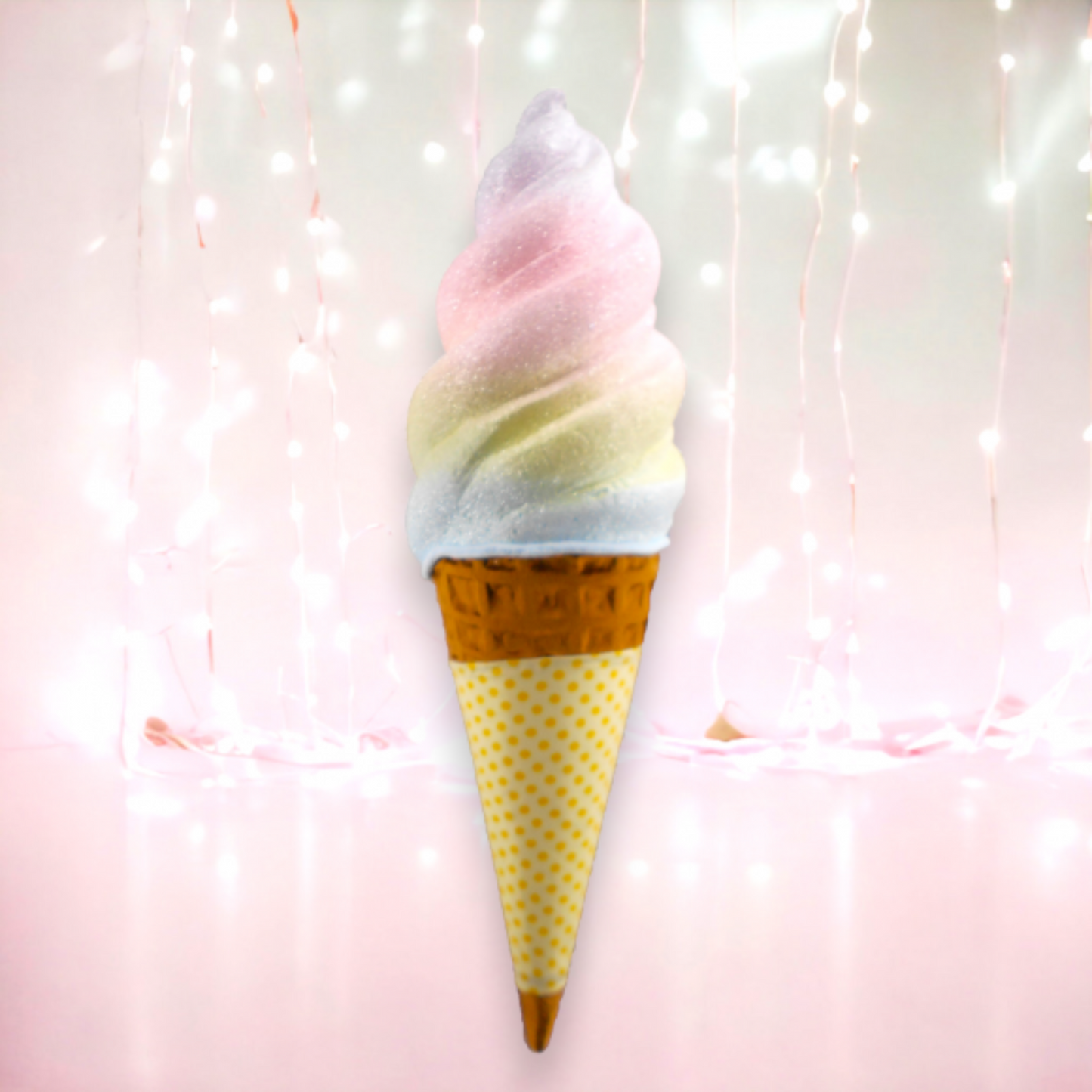 Ice Cream Cone Rainbow Swirl  w / Yellow Sleeve