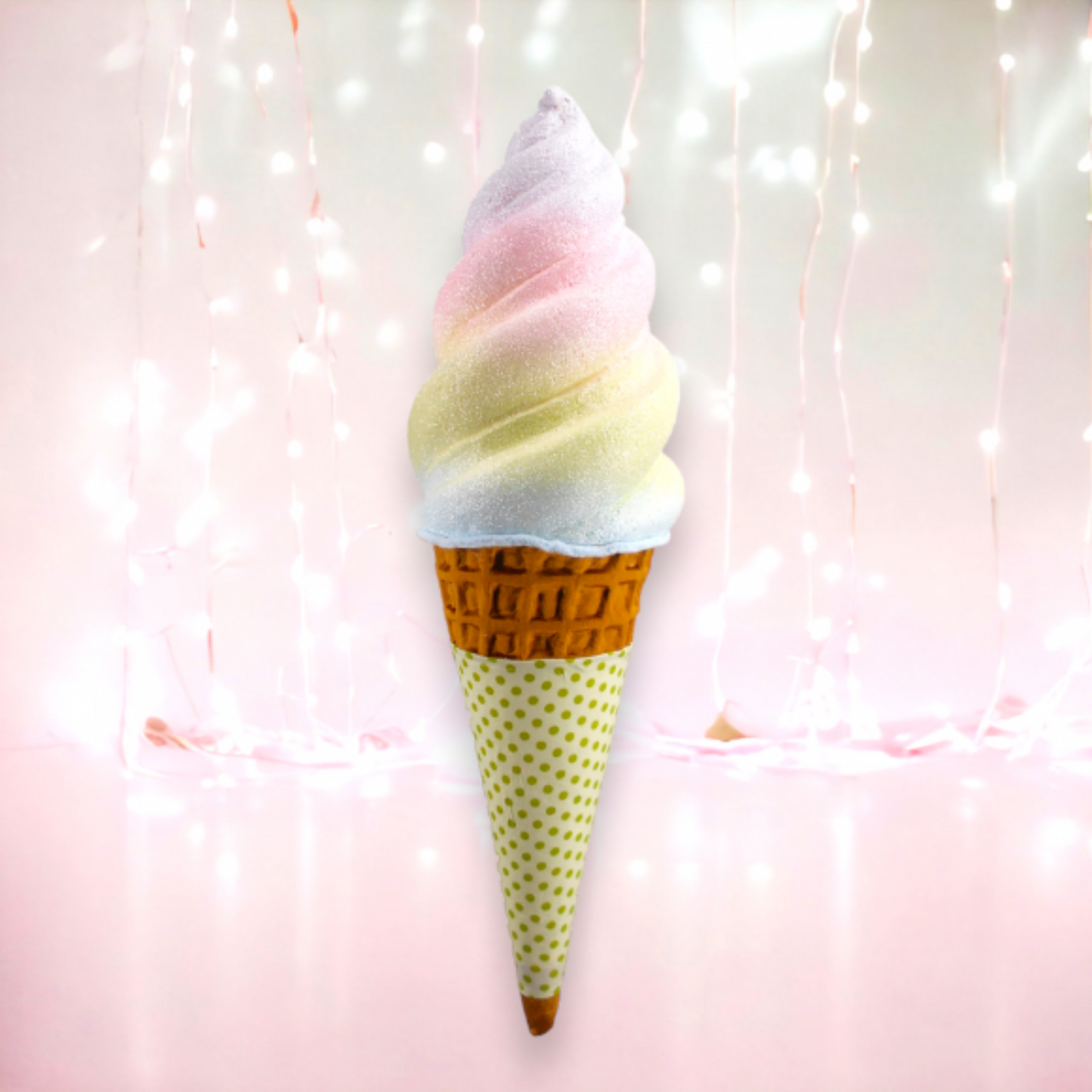 Ice Cream Cone Rainbow Swirl w /Orange Sleeve