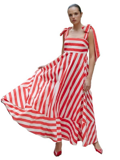 Red Watercolor Stripes Sundress