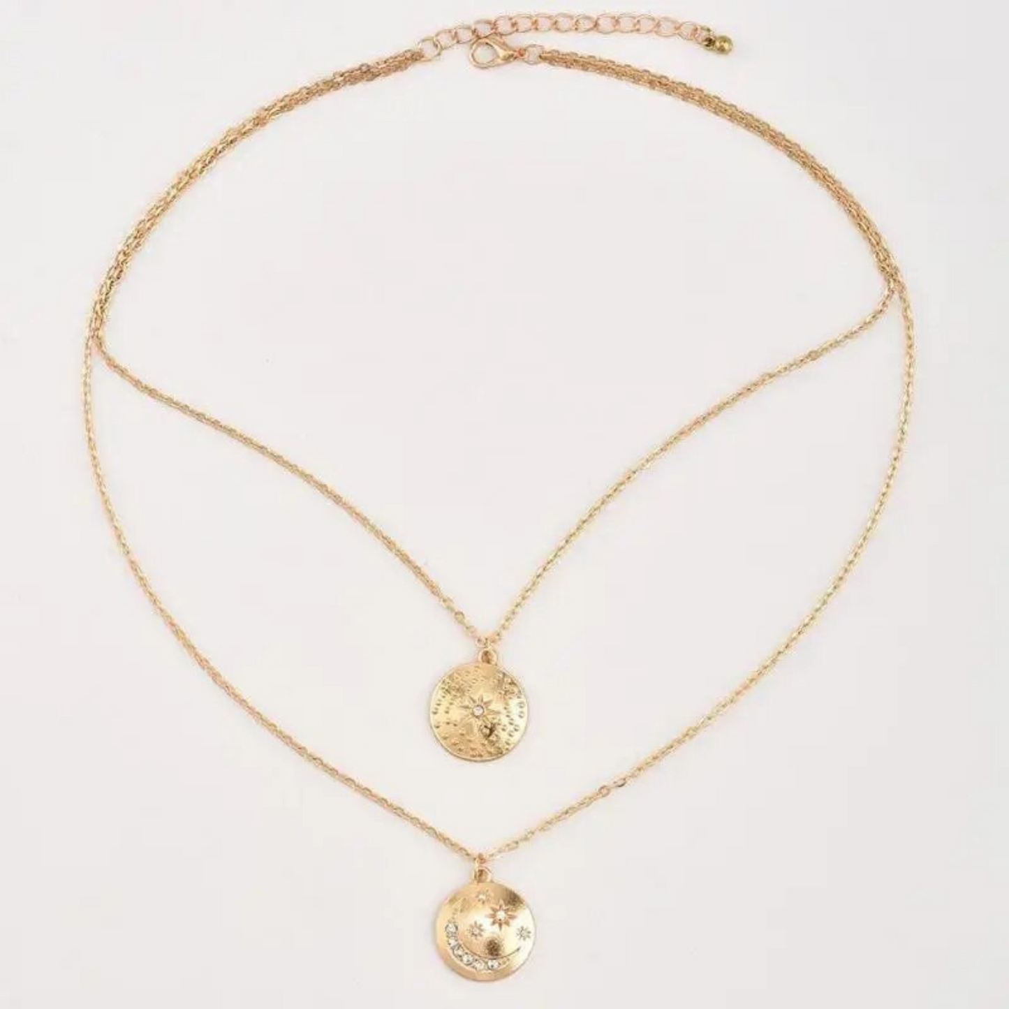 Moon and Stars Gold Coins Necklace