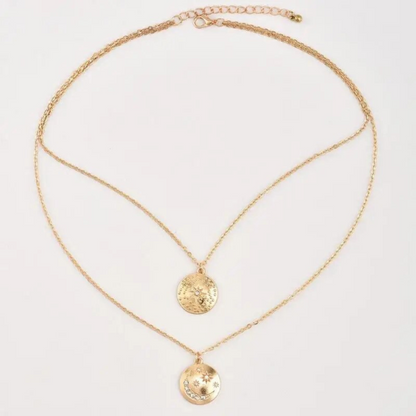 Moon and Stars Gold Coins Necklace