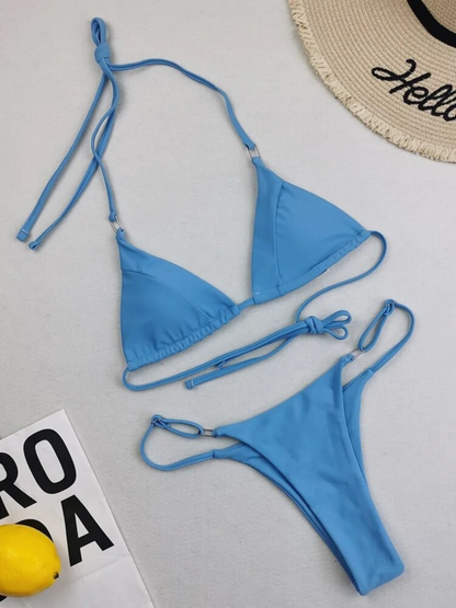 Blue Satin Bikini