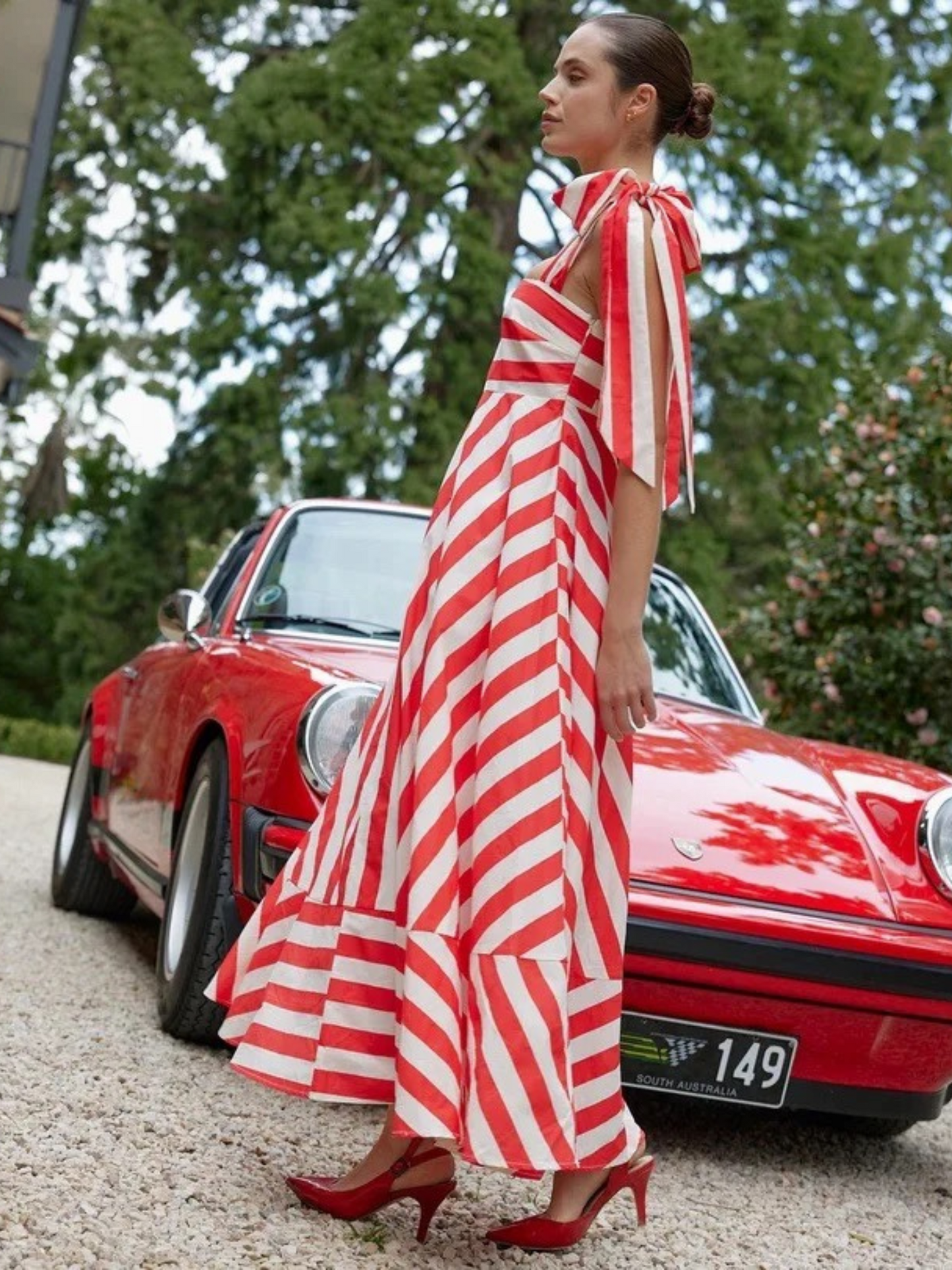 Red Watercolor Stripes Sundress