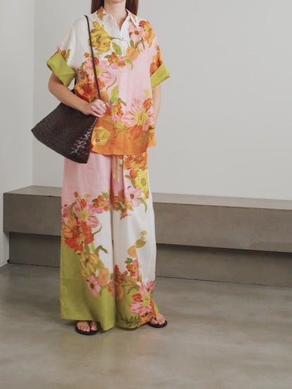 Tropical Smoothie Oversized Floral Linen Shirt