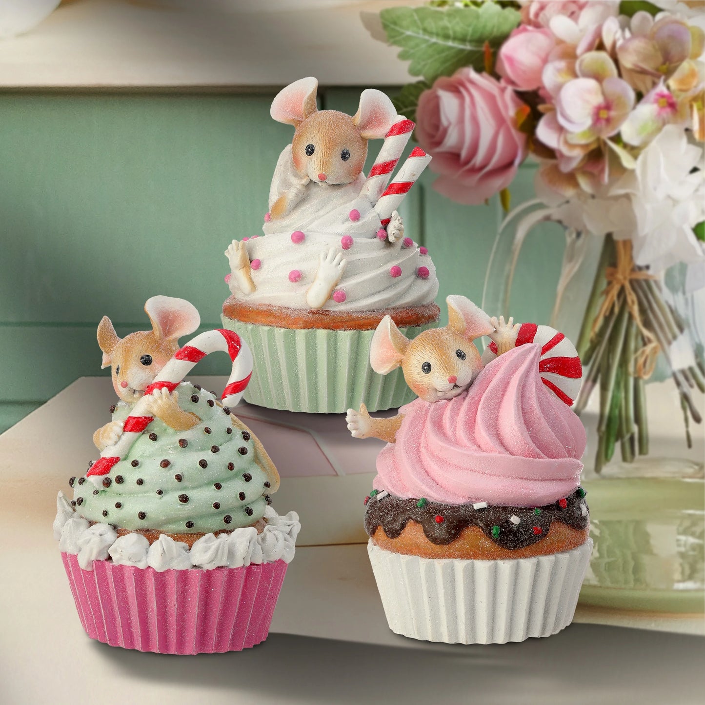 Cupcake With Mouse Mice Set Of 3