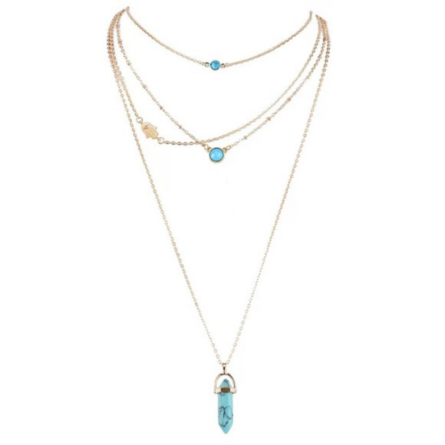 Hamsa Blue Stone Necklace