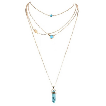 Hamsa Blue Stone Necklace