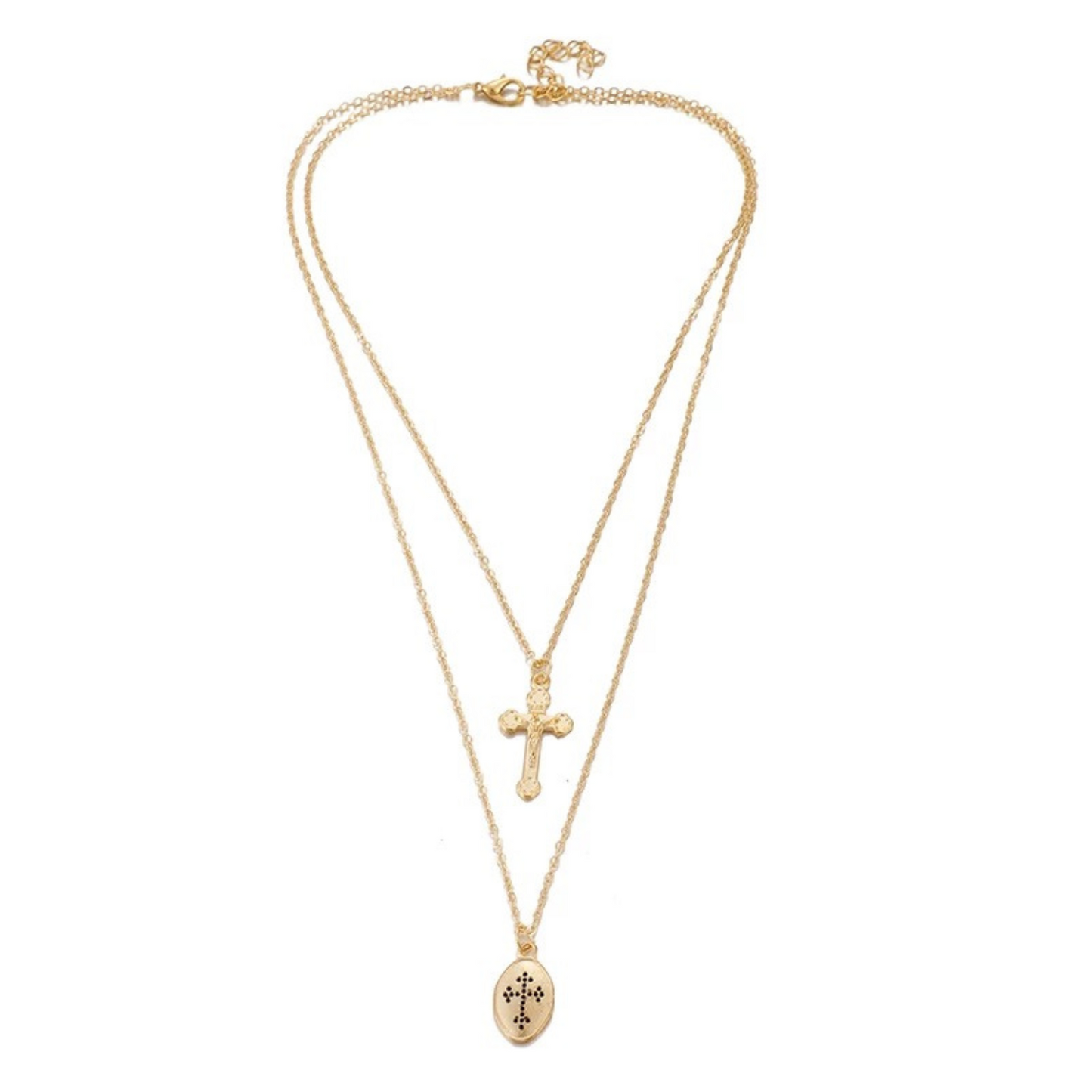 Holy Double Cross Necklace
