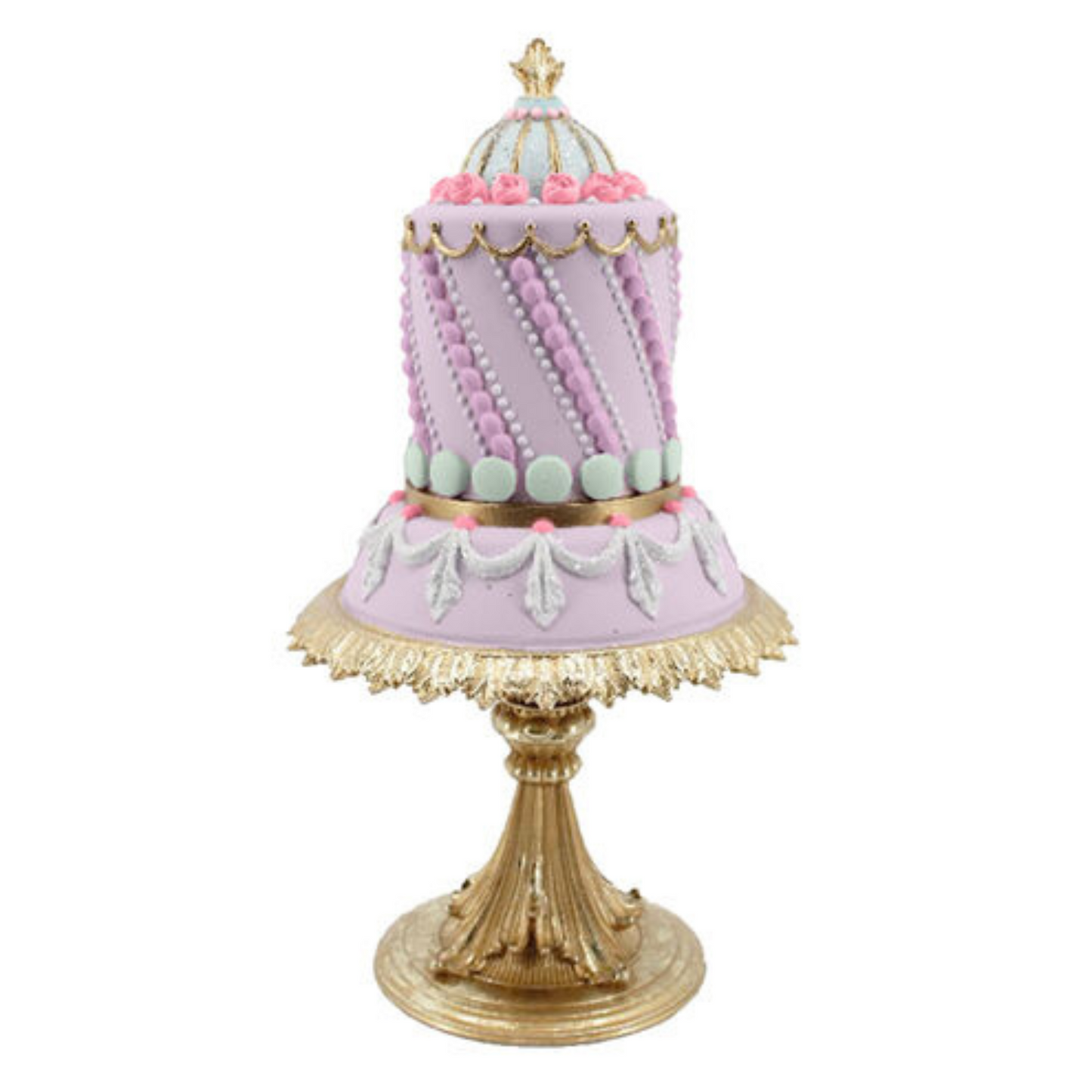 Lavender Cake on Gold Pedestal