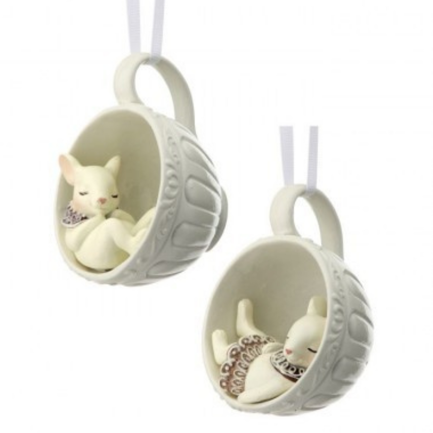 Gingerbread Mice in a Teacup Ornaments