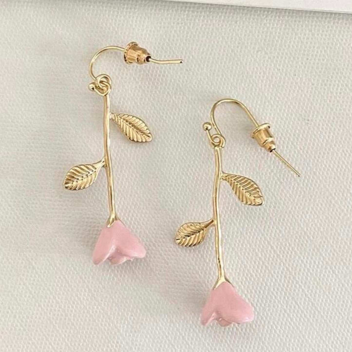 Pink Pastel Drop Flower Earrings