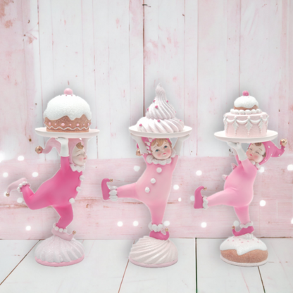 Pink Gingerbread Kids Carrying Cakes