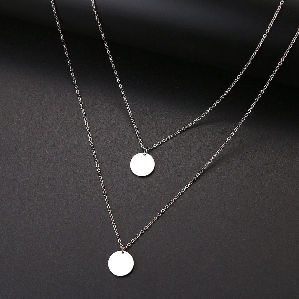 Double Layered Disc Necklace