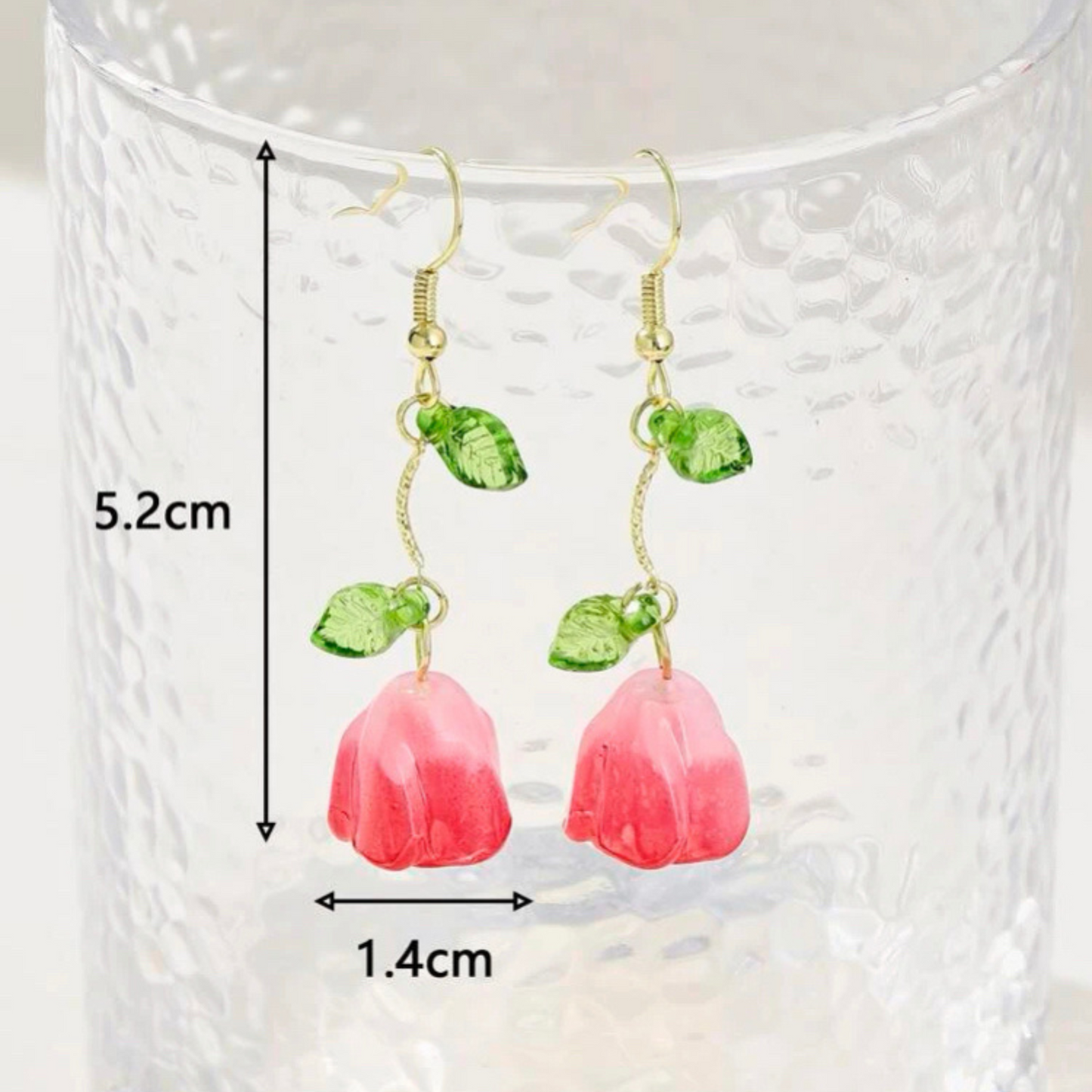 Hot Pink Drop Flower Earrings
