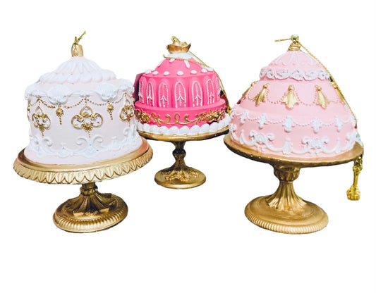 Pink Cakes on Gold Base Ornament