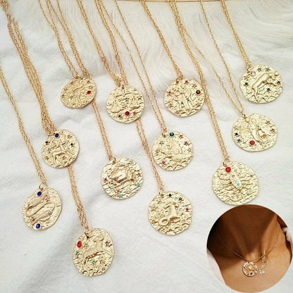 Gold Zodiac Gemstone Necklaces