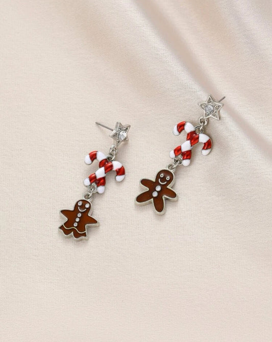 Gingerbread and Candy Cane Earrings